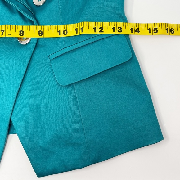 WHBM Teal 3/4 Sleeve Classic Lined Blazer Size 00 - Picture 8 of 12